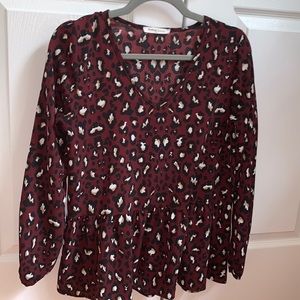 Burgandy leopard print top